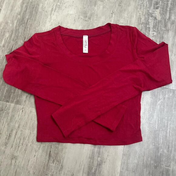 Cropped Long Sleeve TShirt Red Size Small - Picture 1 of 4